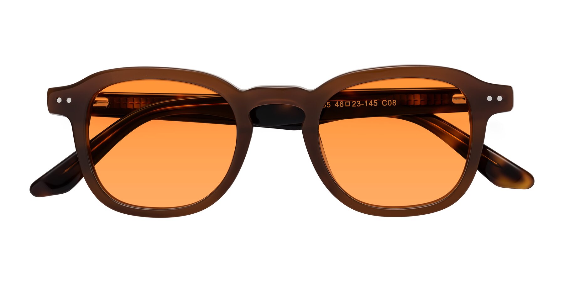 Folded Front of Nice in Brown-Tortoise with Orange Tinted Lenses