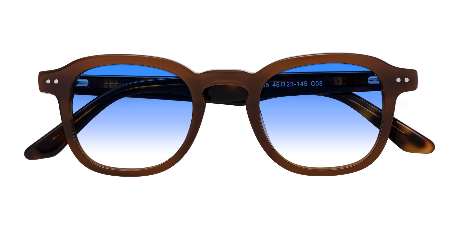 Folded Front of Nice in Brown-Tortoise with Blue Gradient Lenses