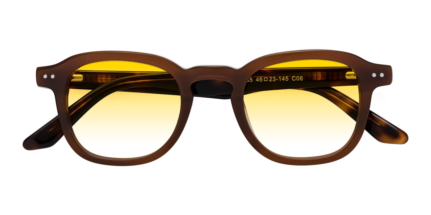 Folded Front of Nice in Brown-Tortoise with Yellow Gradient Lenses