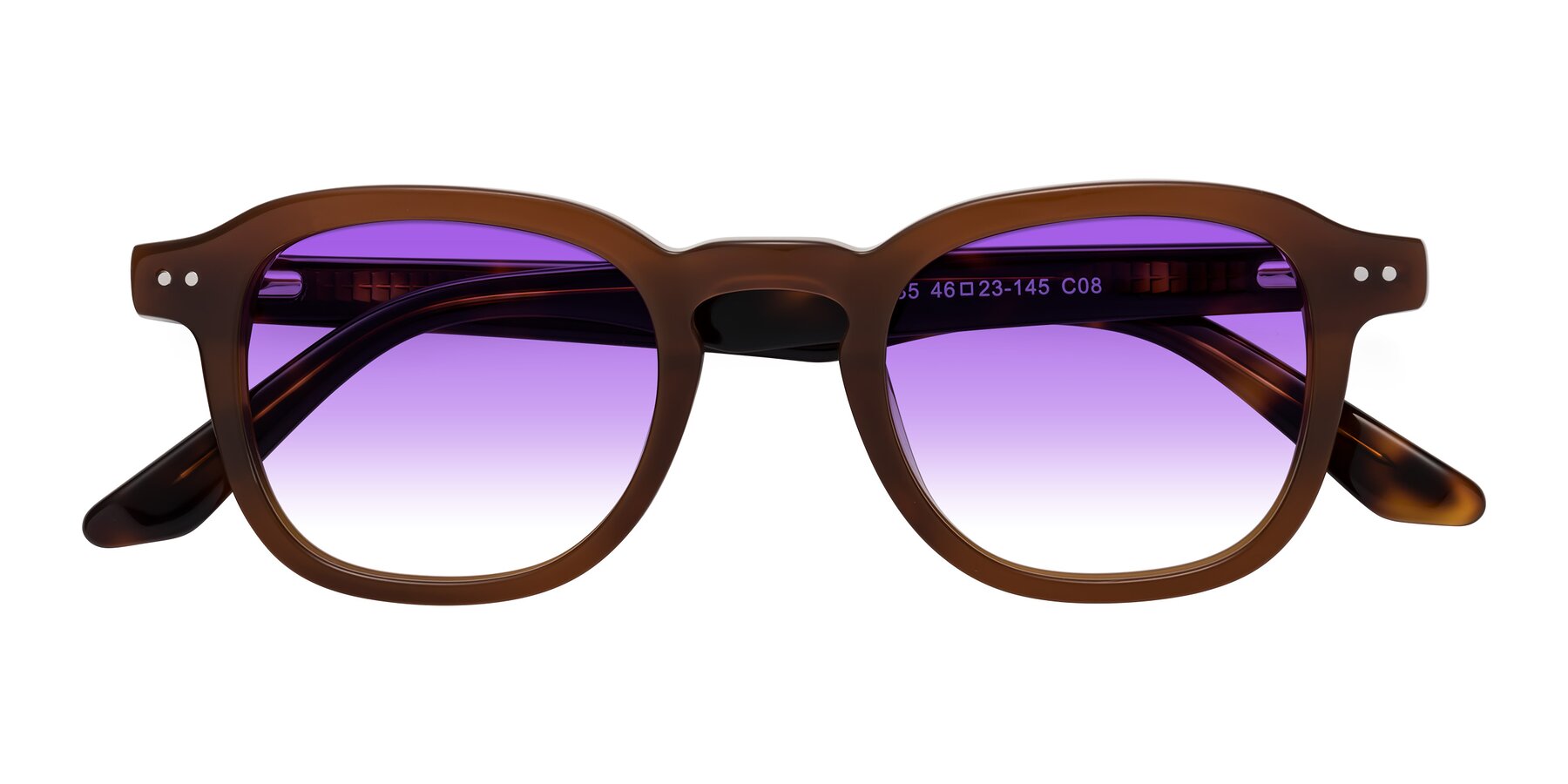 Folded Front of Nice in Brown-Tortoise with Purple Gradient Lenses