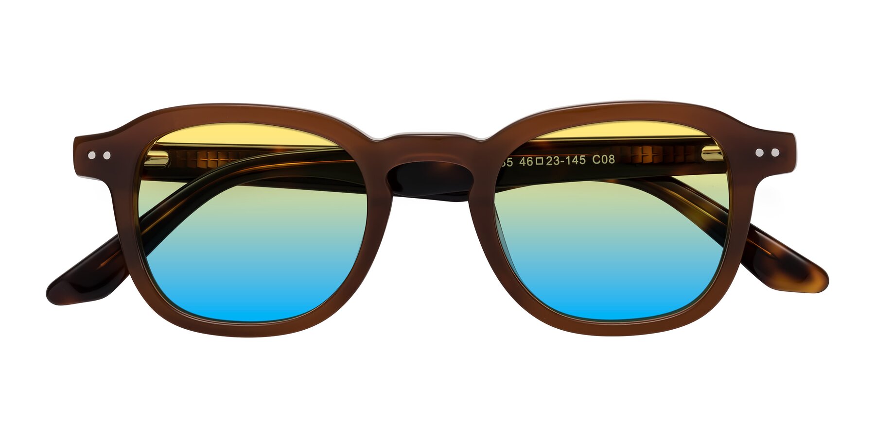 Folded Front of Nice in Brown-Tortoise with Yellow / Blue Gradient Lenses