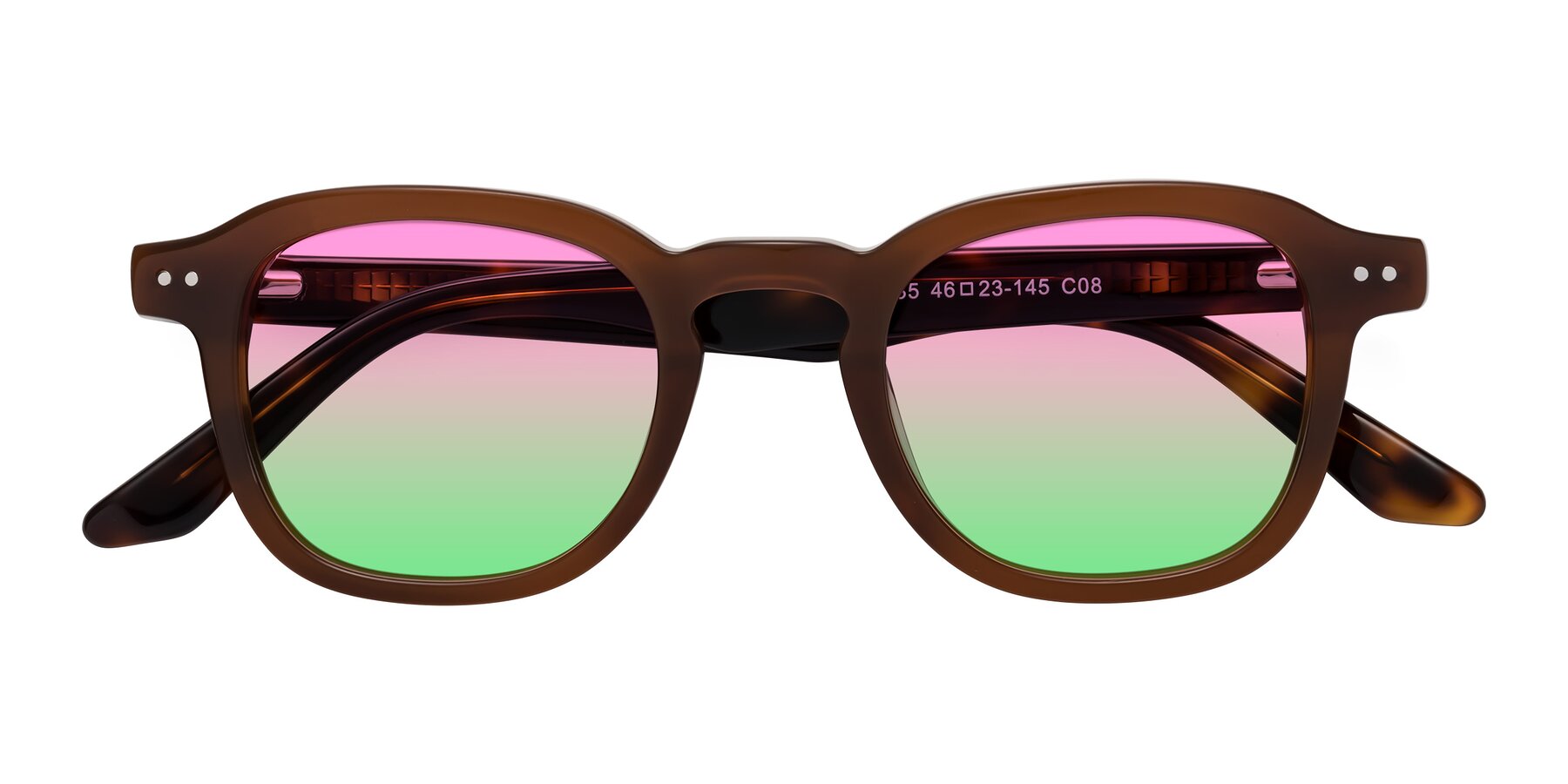 Folded Front of Nice in Brown-Tortoise with Pink / Green Gradient Lenses