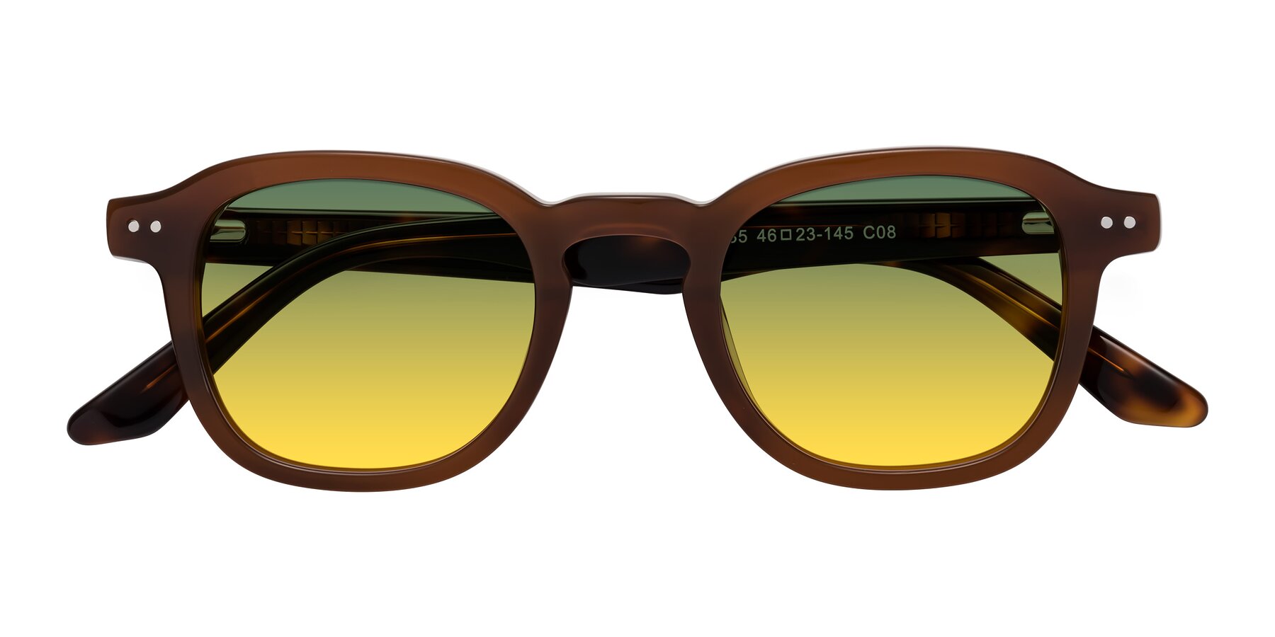 Folded Front of Nice in Brown-Tortoise with Green / Yellow Gradient Lenses