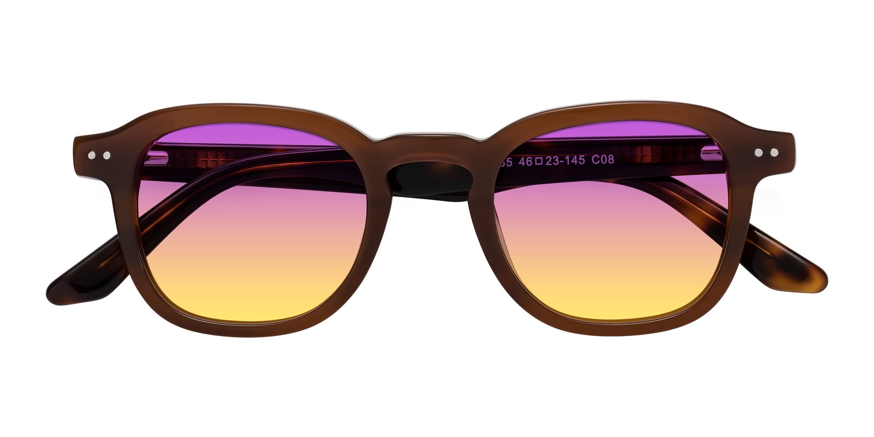 Folded Front of Nice in Brown-Tortoise with Purple / Yellow Gradient Lenses