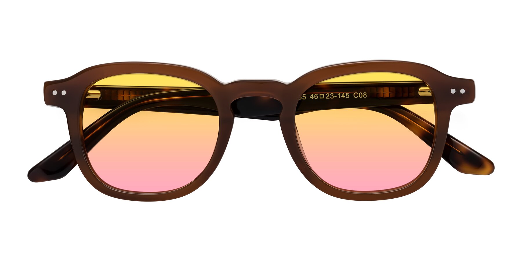 Folded Front of Nice in Brown-Tortoise with Yellow / Pink Gradient Lenses