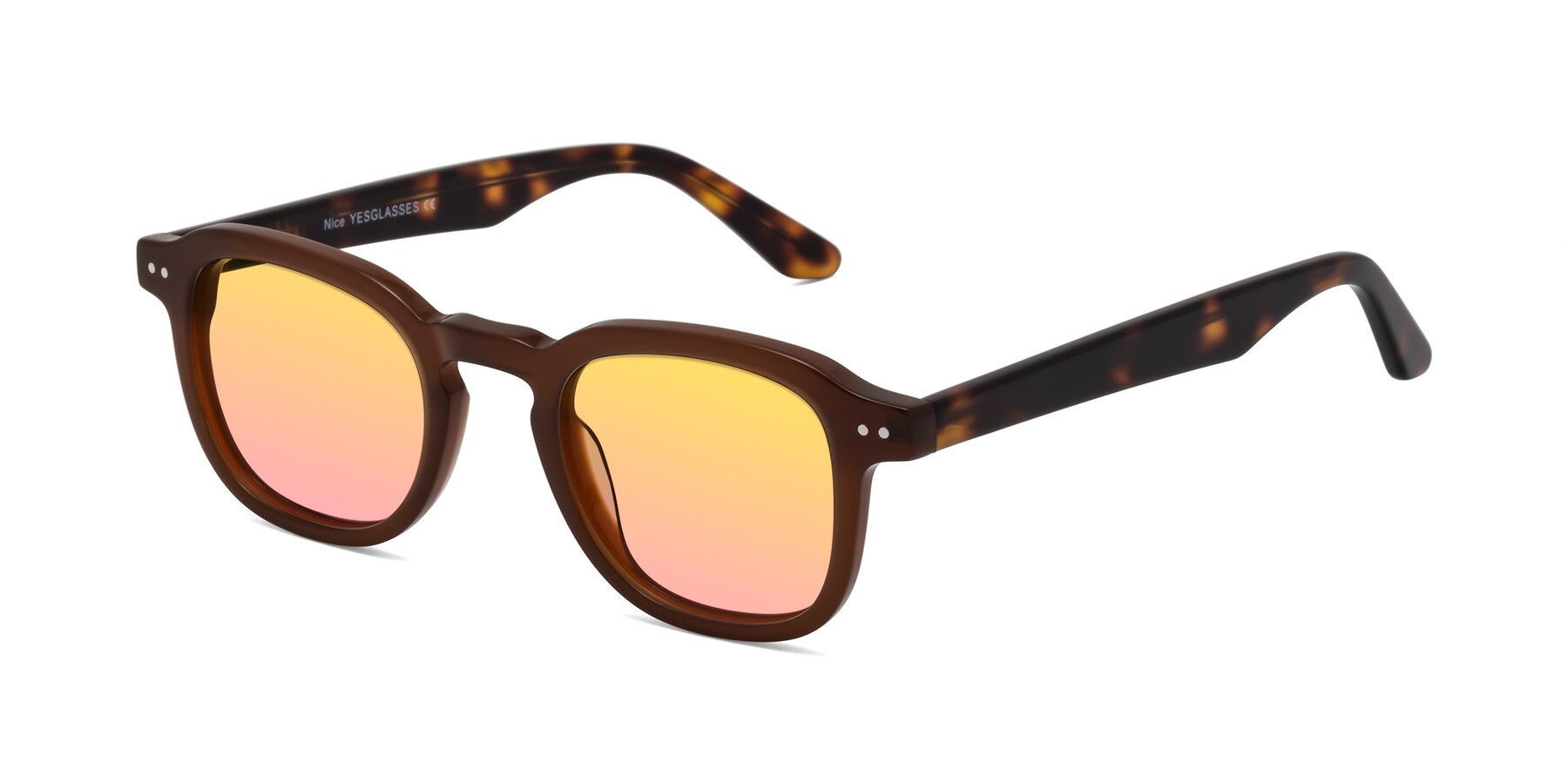 Angle of Nice in Brown-Tortoise with Yellow / Pink Gradient Lenses