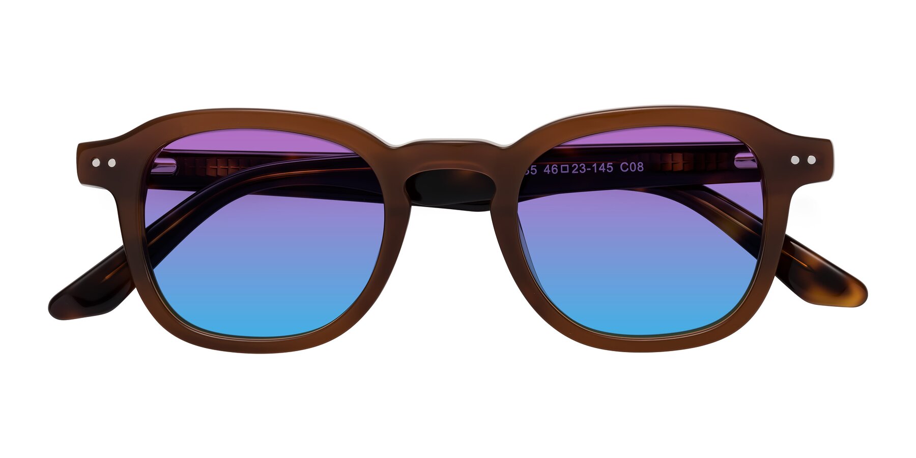 Folded Front of Nice in Brown-Tortoise with Purple / Blue Gradient Lenses