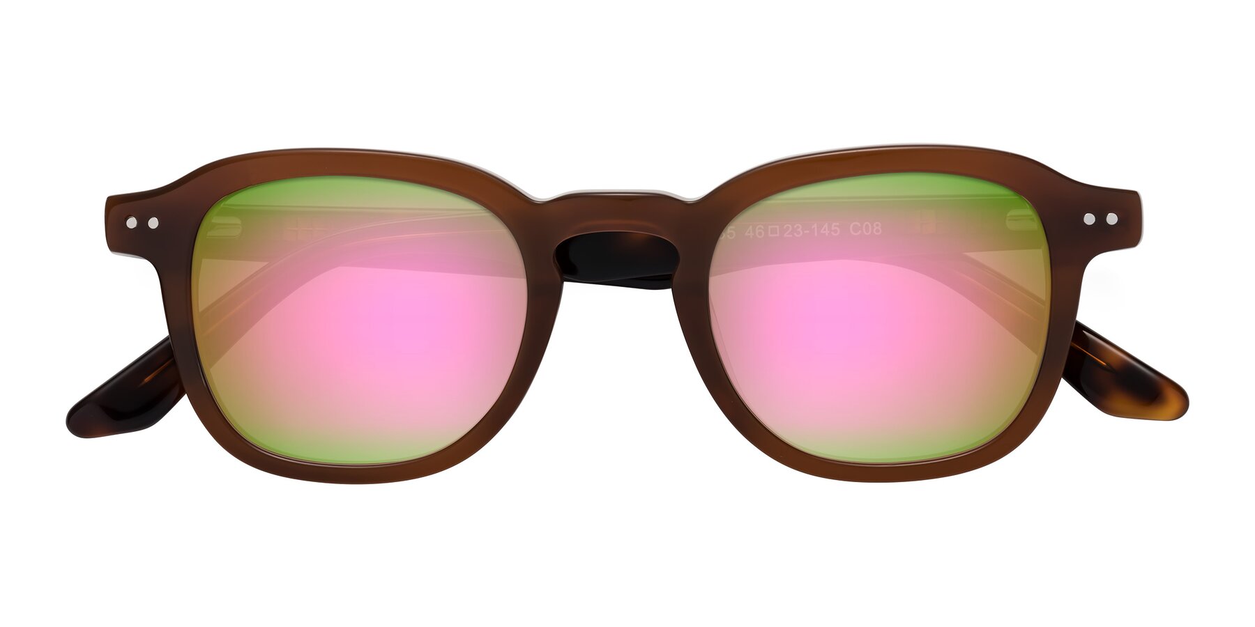 Folded Front of Nice in Brown-Tortoise with Pink Mirrored Lenses