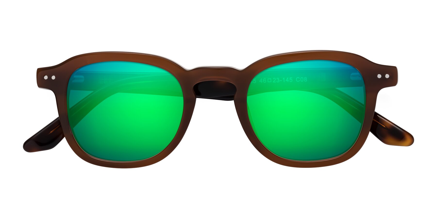 Folded Front of Nice in Brown-Tortoise with Green Mirrored Lenses