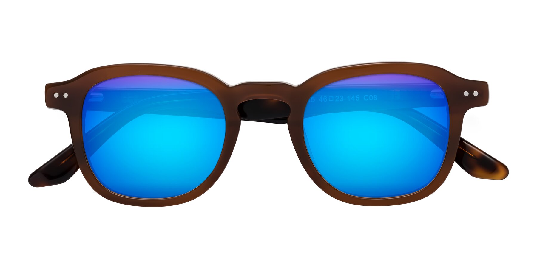 Folded Front of Nice in Brown-Tortoise with Blue Mirrored Lenses