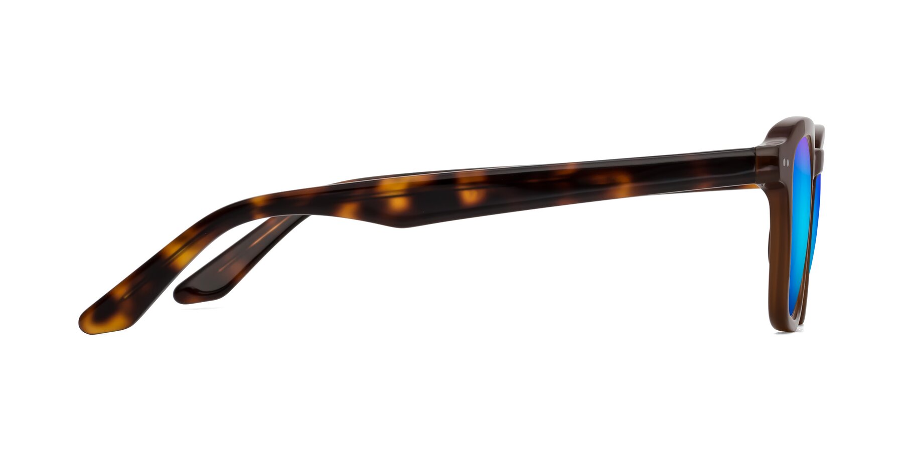 Side of Nice in Brown-Tortoise with Blue Mirrored Lenses