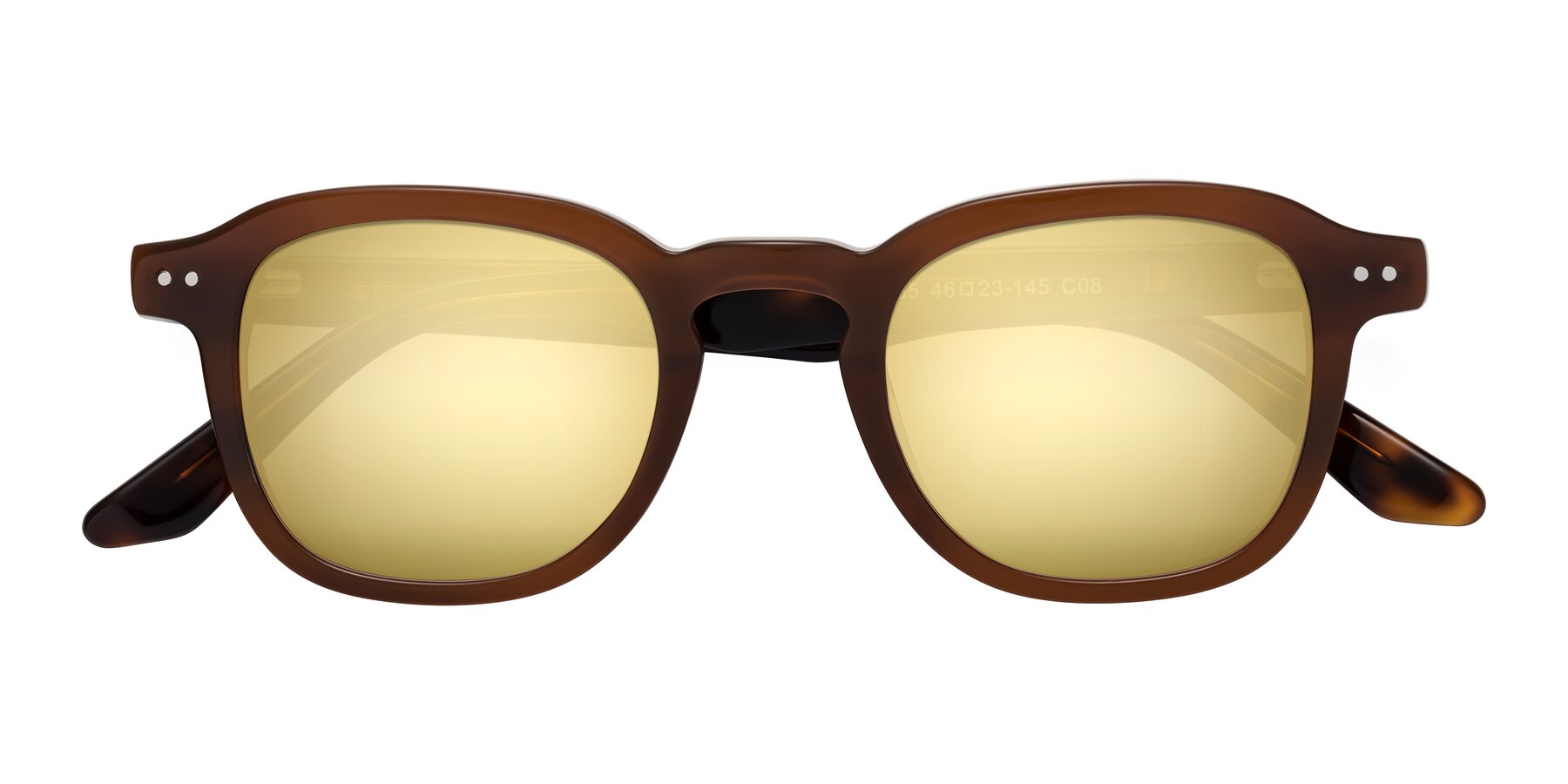 Folded Front of Nice in Brown-Tortoise with Gold Mirrored Lenses