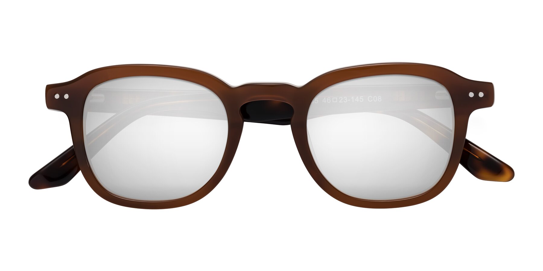 Folded Front of Nice in Brown-Tortoise with Silver Mirrored Lenses