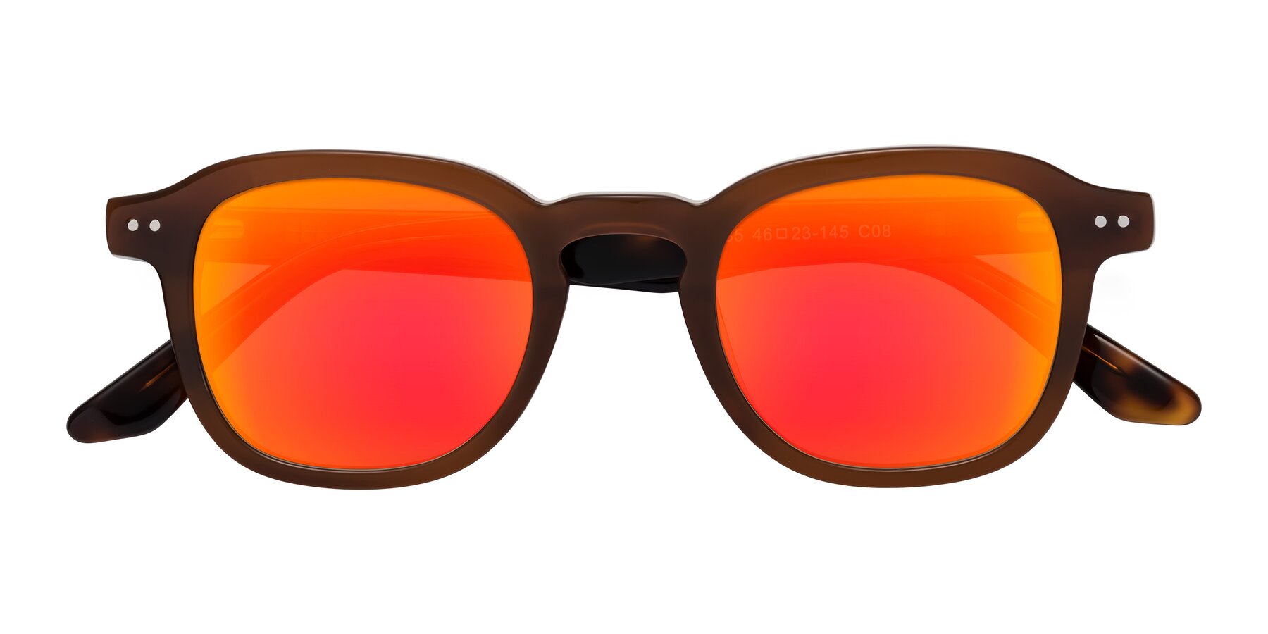 Folded Front of Nice in Brown-Tortoise with Red Gold Mirrored Lenses