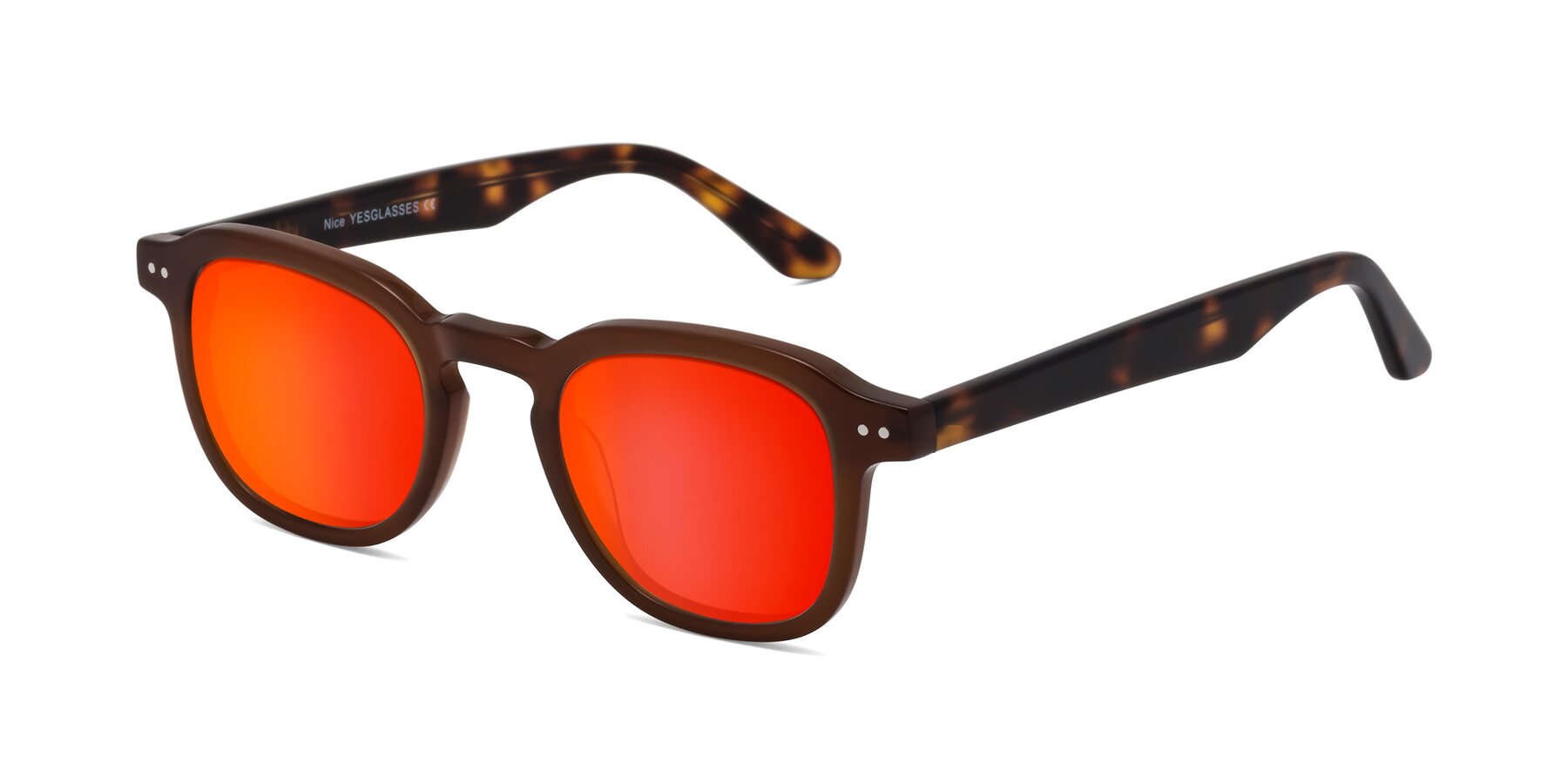 Angle of Nice in Brown-Tortoise with Red Gold Mirrored Lenses