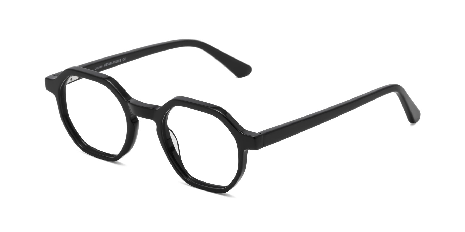 Angle of Lucian in Black with Clear Blue Light Blocking Lenses