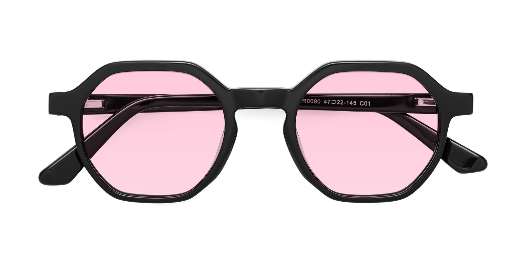 Folded Front of Lucian in Black with Light Pink Tinted Lenses