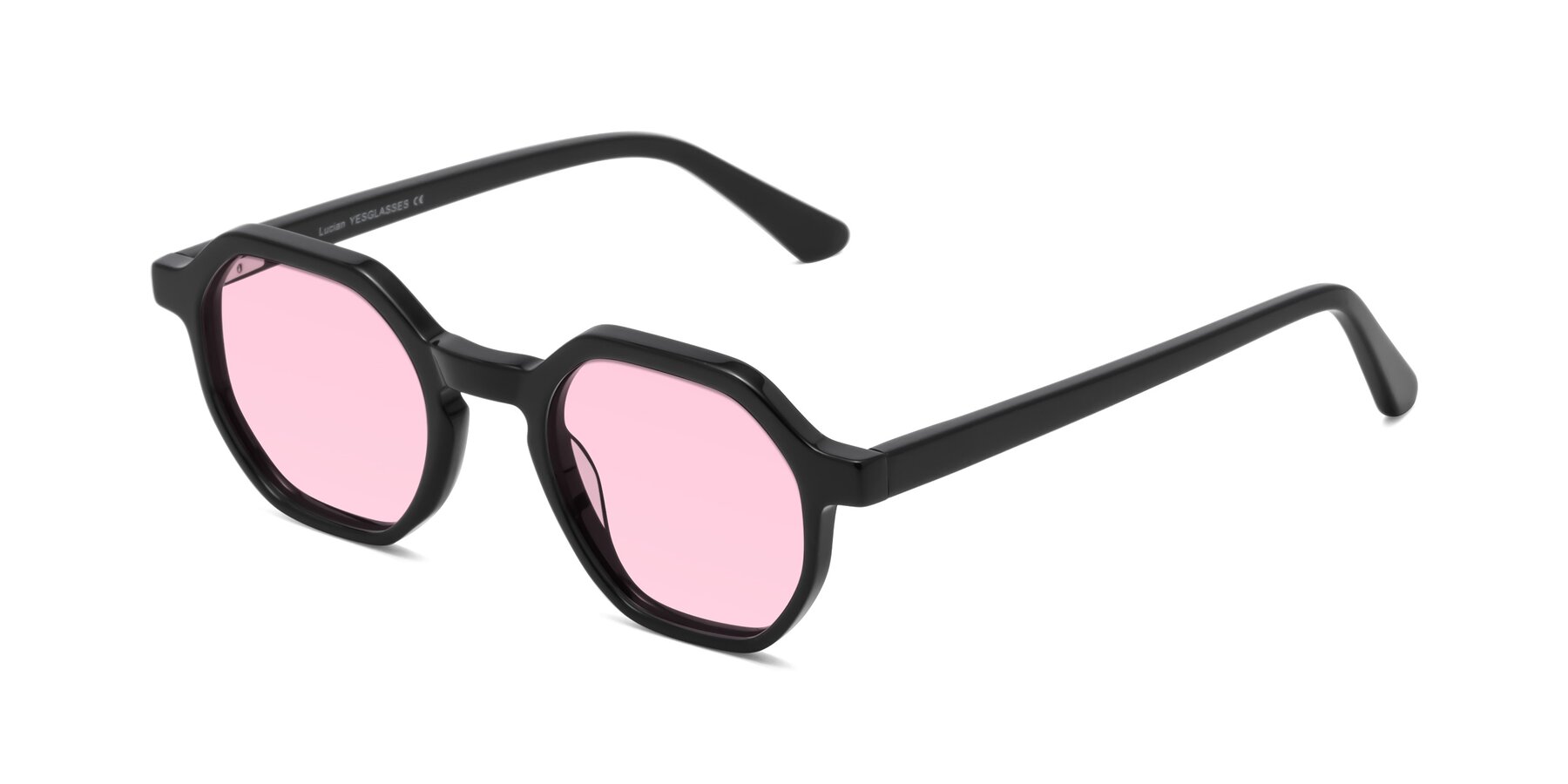 Angle of Lucian in Black with Light Pink Tinted Lenses