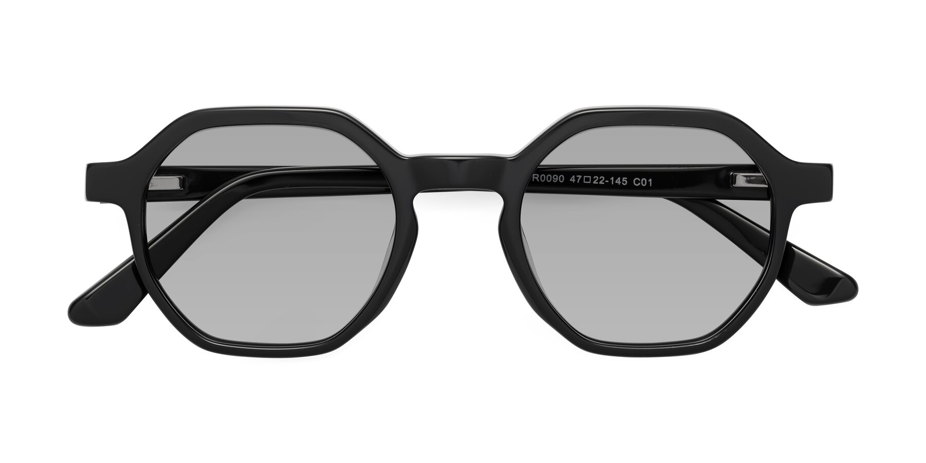 Folded Front of Lucian in Black with Light Gray Tinted Lenses
