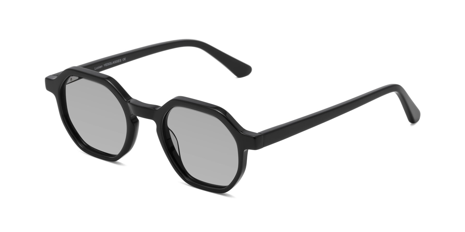 Angle of Lucian in Black with Light Gray Tinted Lenses