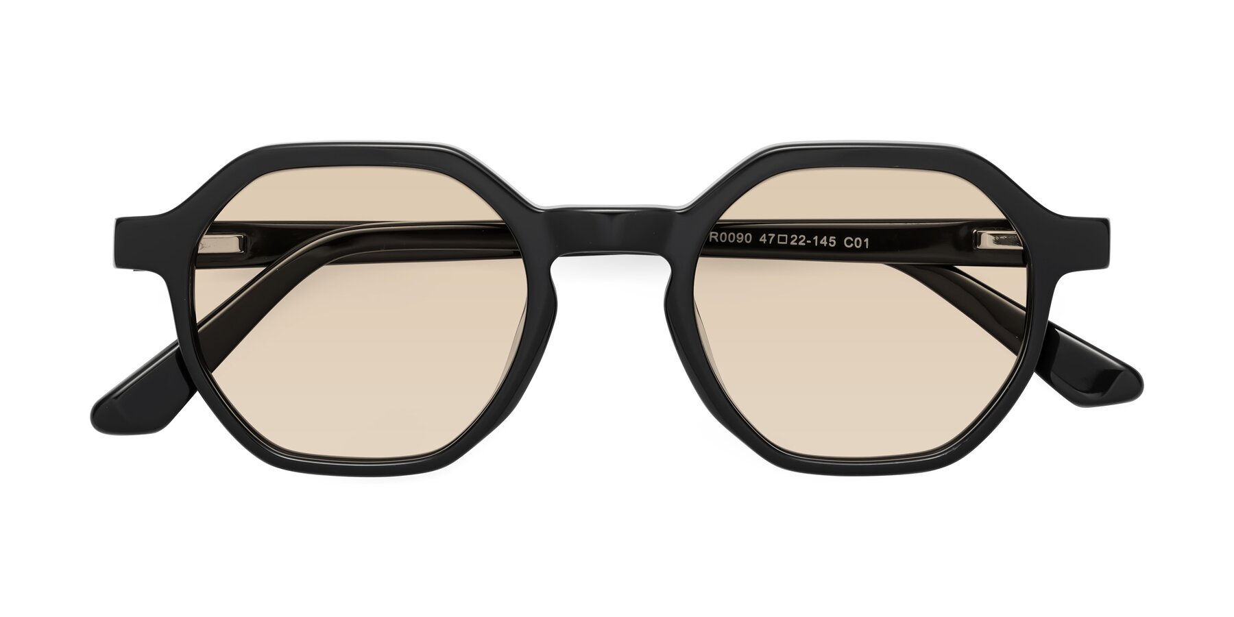 Folded Front of Lucian in Black with Light Brown Tinted Lenses