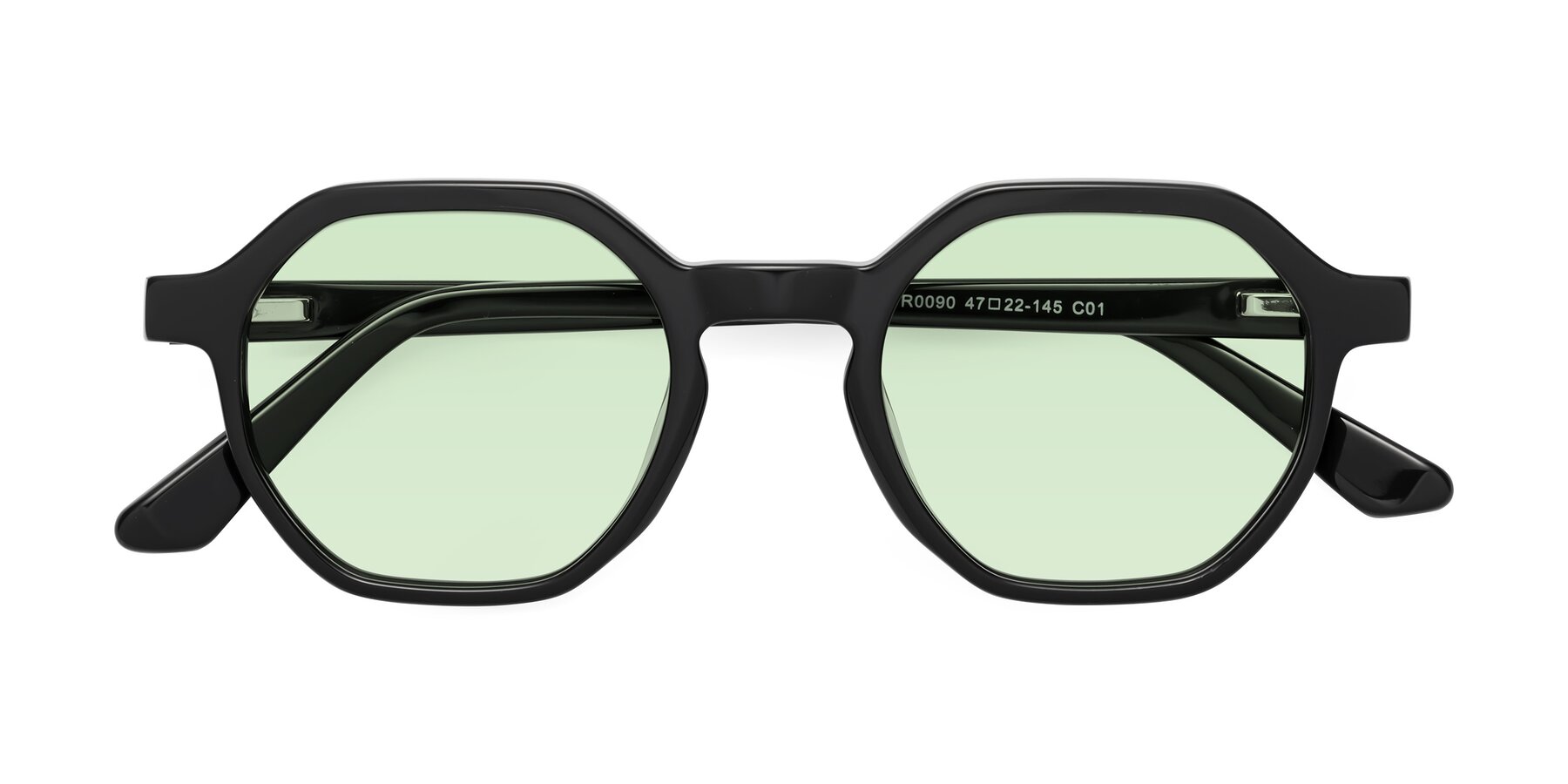 Folded Front of Lucian in Black with Light Green Tinted Lenses
