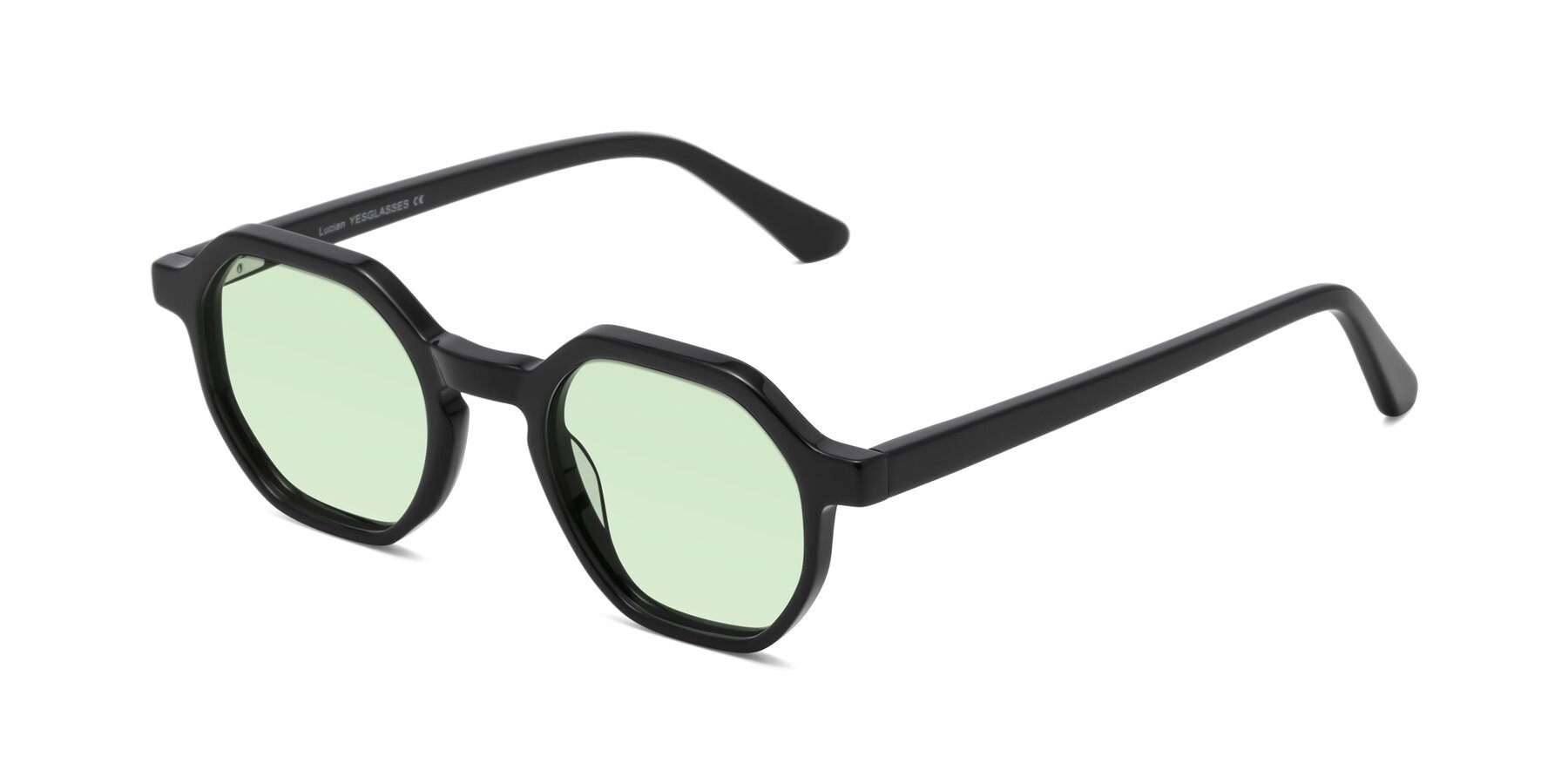 Angle of Lucian in Black with Light Green Tinted Lenses