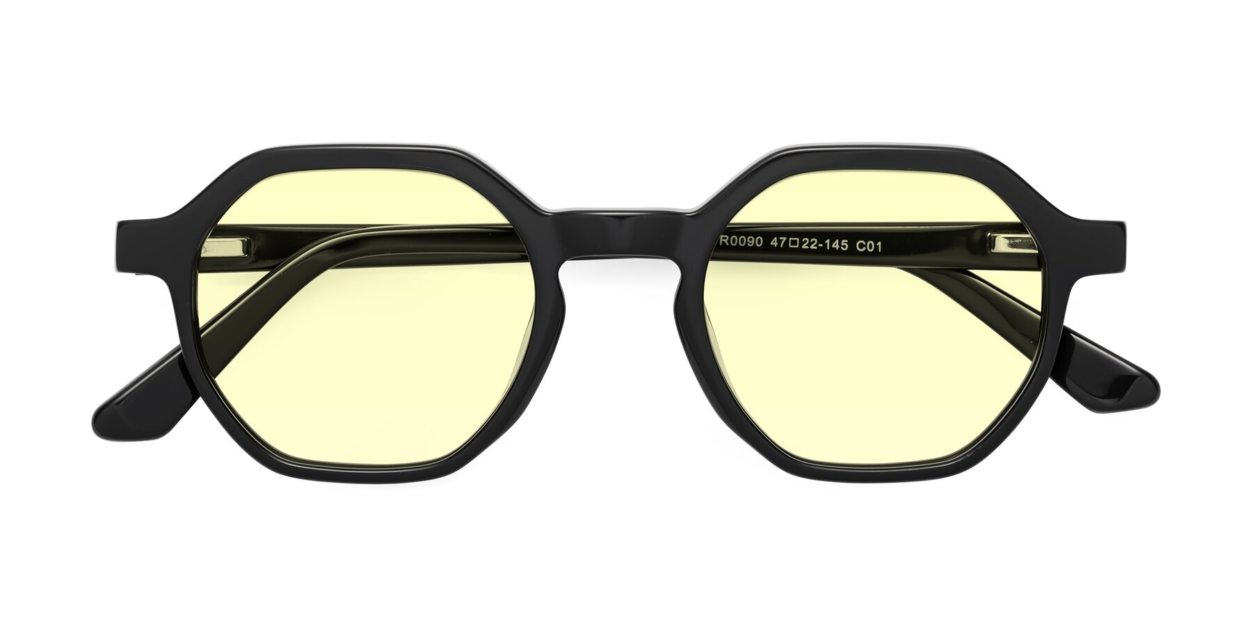 Folded Front of Lucian in Black with Light Yellow Tinted Lenses