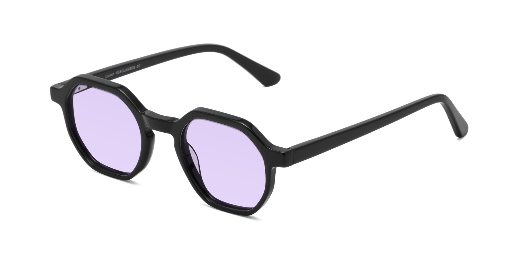 Angle of Lucian in Black with Light Purple Tinted Lenses