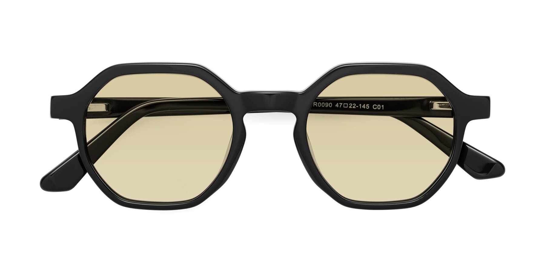 Folded Front of Lucian in Black with Light Champagne Tinted Lenses