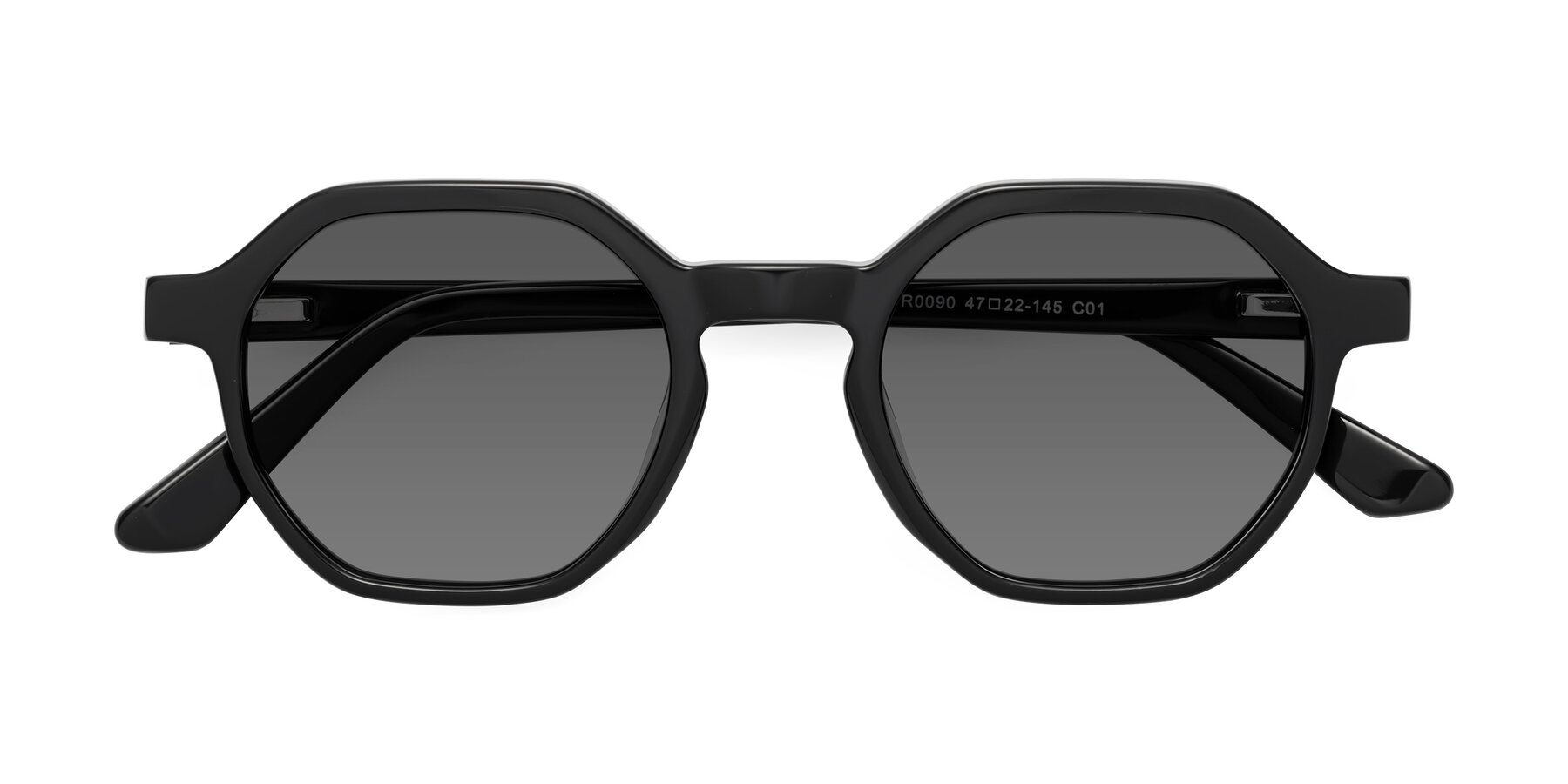 Folded Front of Lucian in Black with Medium Gray Tinted Lenses