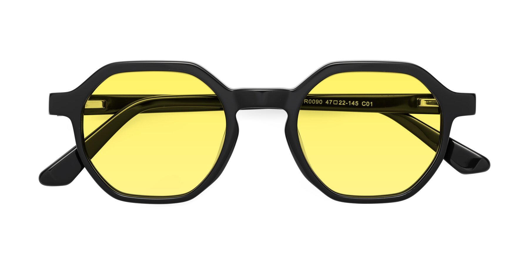 Folded Front of Lucian in Black with Medium Yellow Tinted Lenses
