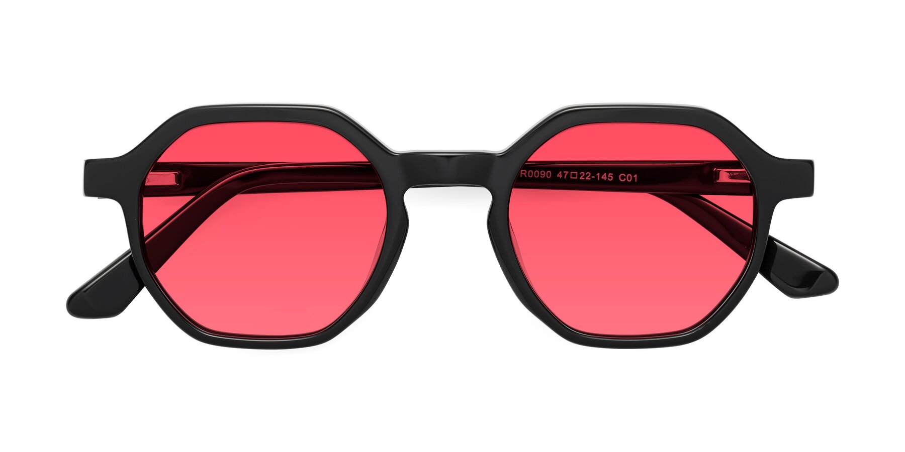 Folded Front of Lucian in Black with Red Tinted Lenses
