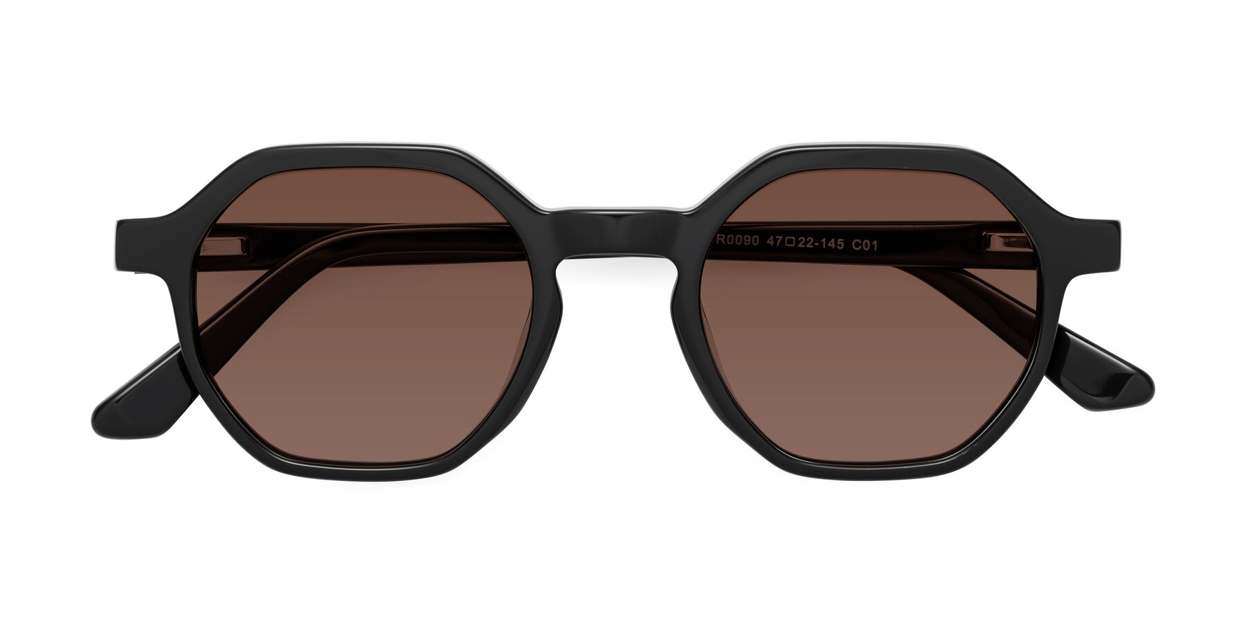 Folded Front of Lucian in Black with Brown Tinted Lenses