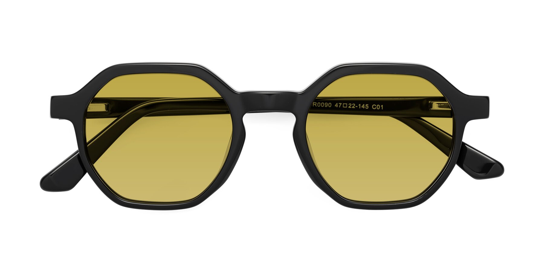 Folded Front of Lucian in Black with Champagne Tinted Lenses