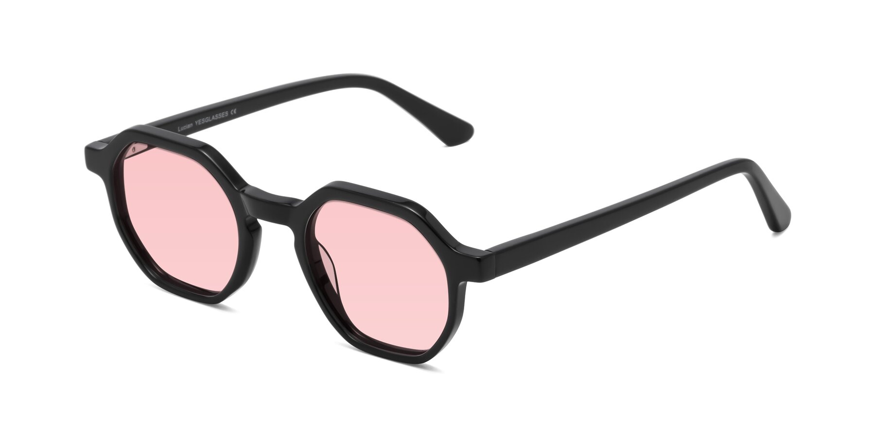 Angle of Lucian in Black with Light Garnet Tinted Lenses