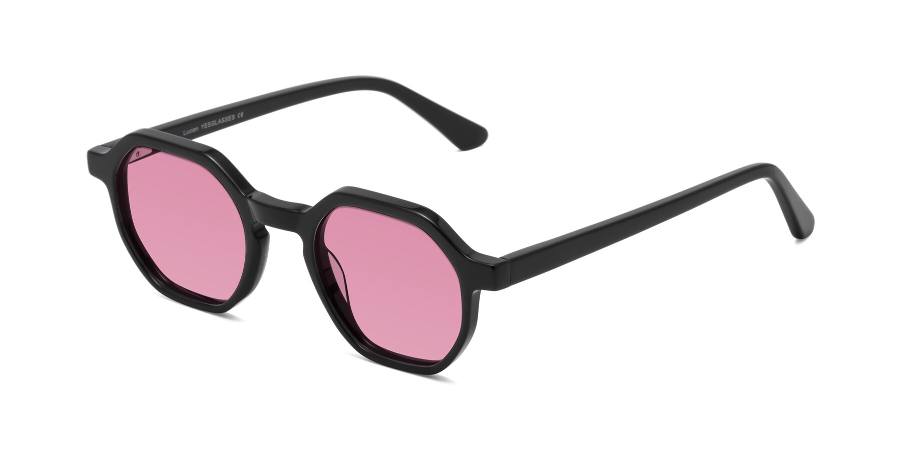 Angle of Lucian in Black with Medium Wine Tinted Lenses