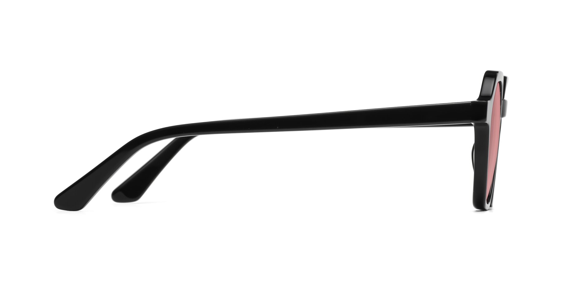 Side of Lucian in Black with Medium Garnet Tinted Lenses