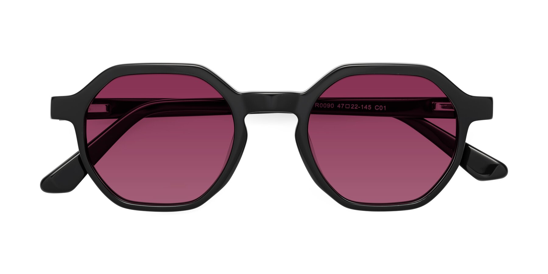 Folded Front of Lucian in Black with Wine Tinted Lenses