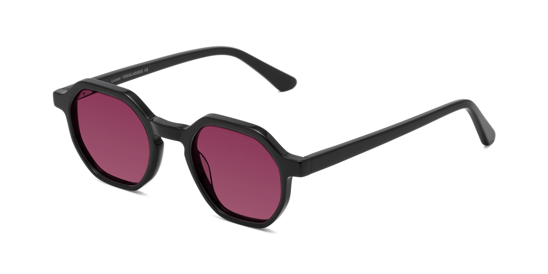 Angle of Lucian in Black with Wine Tinted Lenses