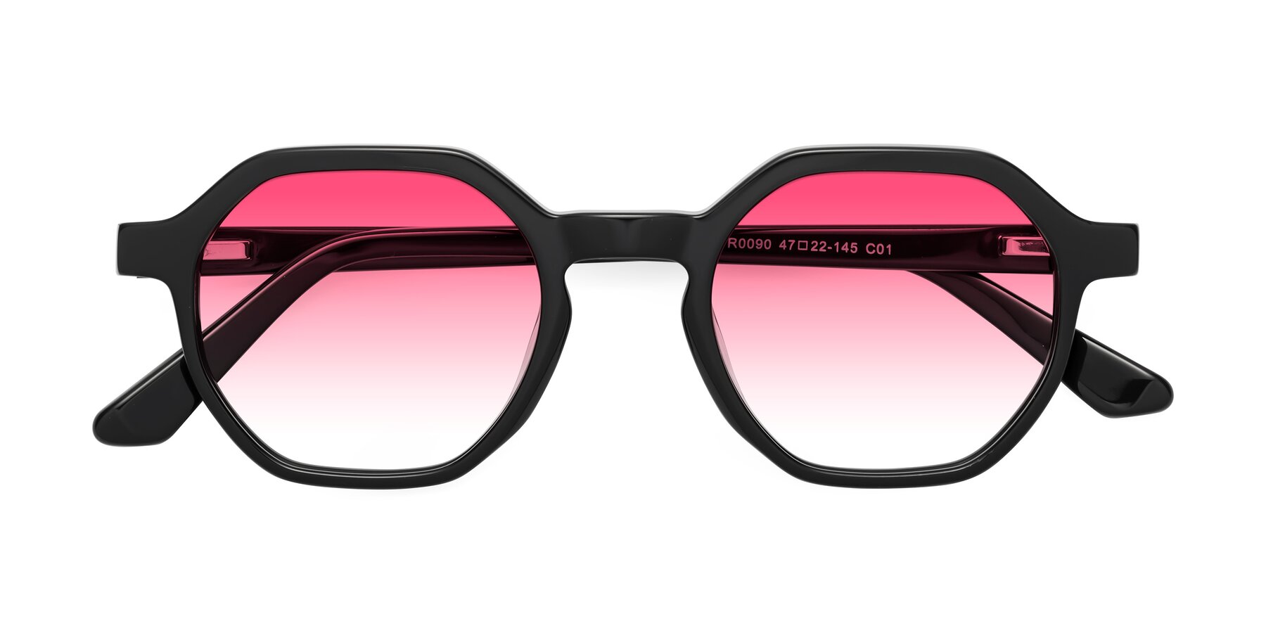 Folded Front of Lucian in Black with Pink Gradient Lenses