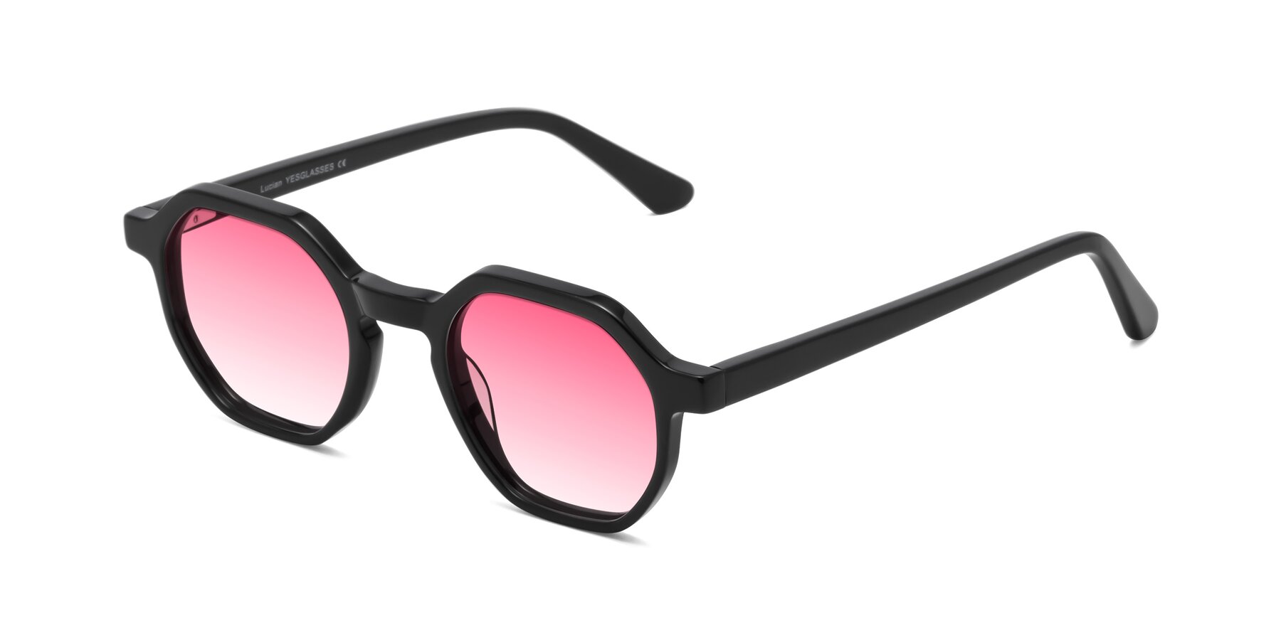 Angle of Lucian in Black with Pink Gradient Lenses