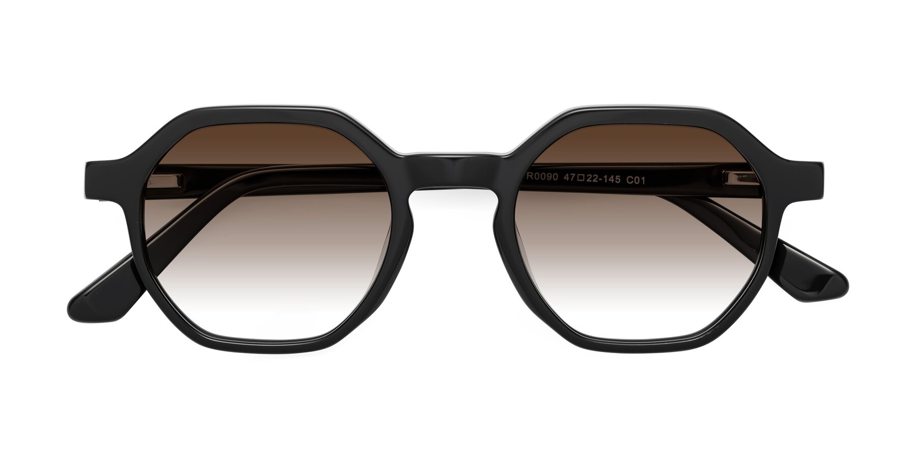Folded Front of Lucian in Black with Brown Gradient Lenses