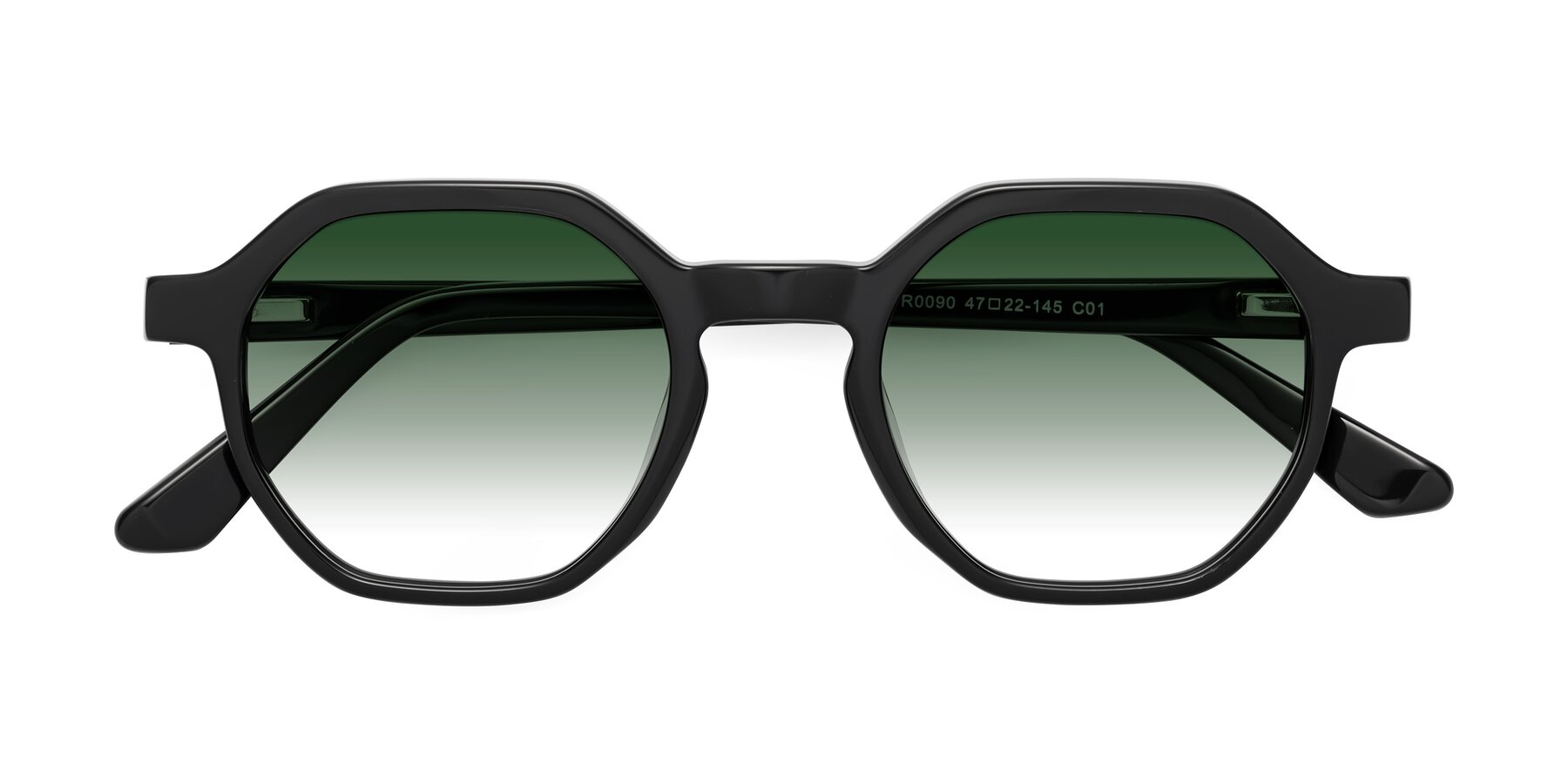 Folded Front of Lucian in Black with Green Gradient Lenses