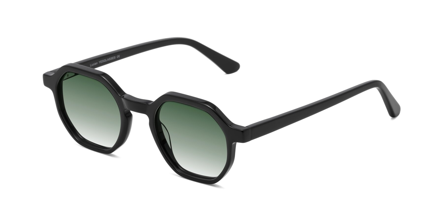 Angle of Lucian in Black with Green Gradient Lenses