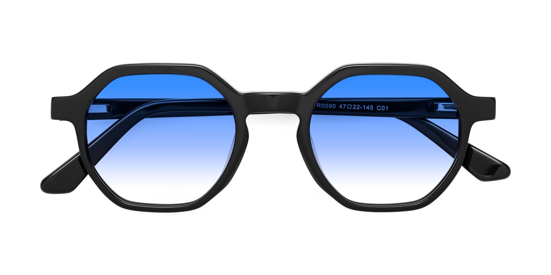 Folded Front of Lucian in Black with Blue Gradient Lenses