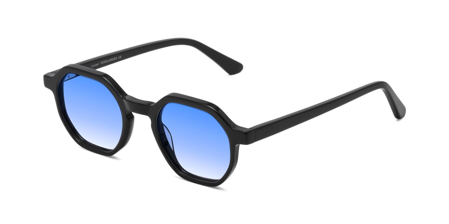 Angle of Lucian in Black with Blue Gradient Lenses