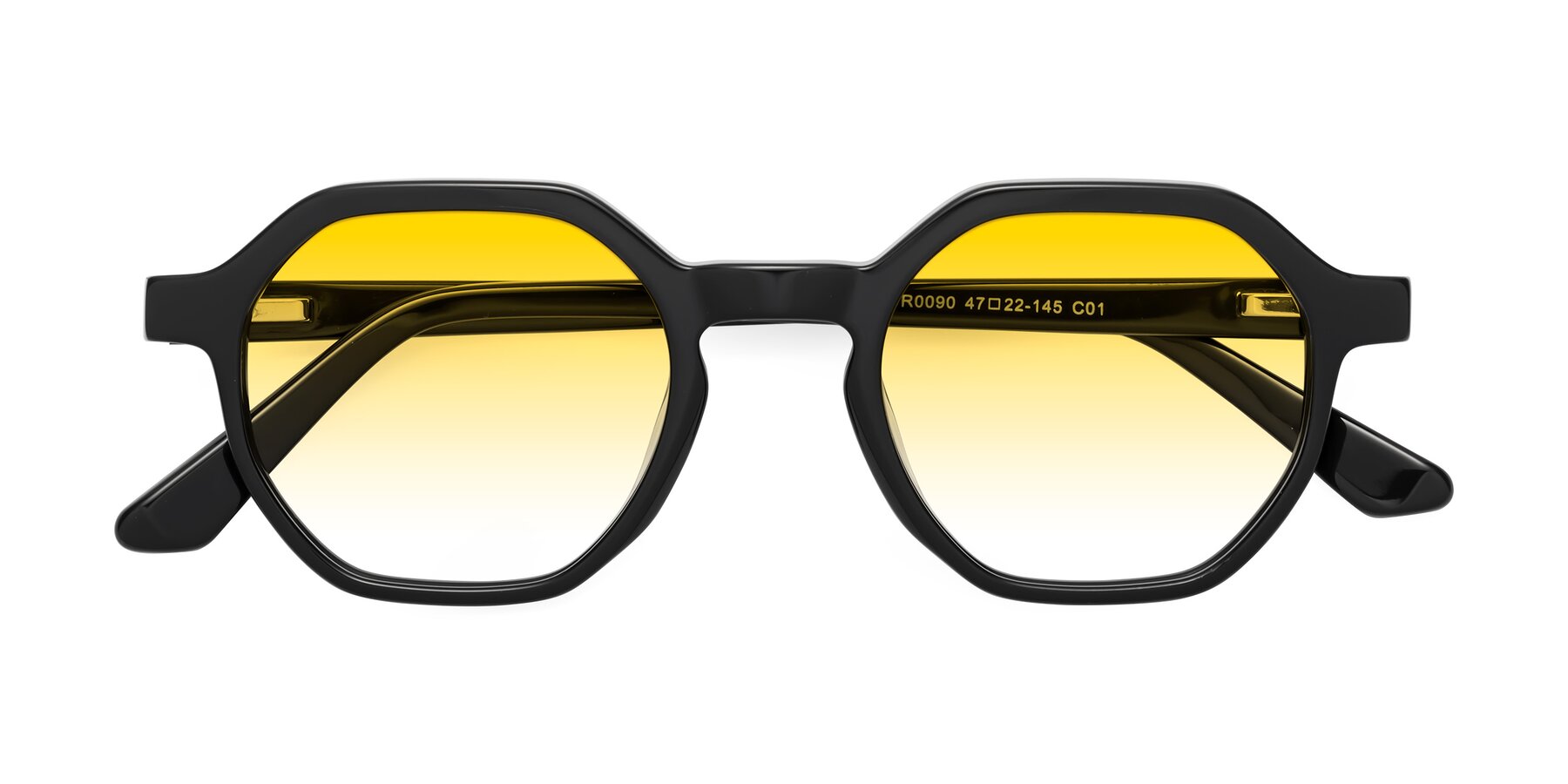 Folded Front of Lucian in Black with Yellow Gradient Lenses