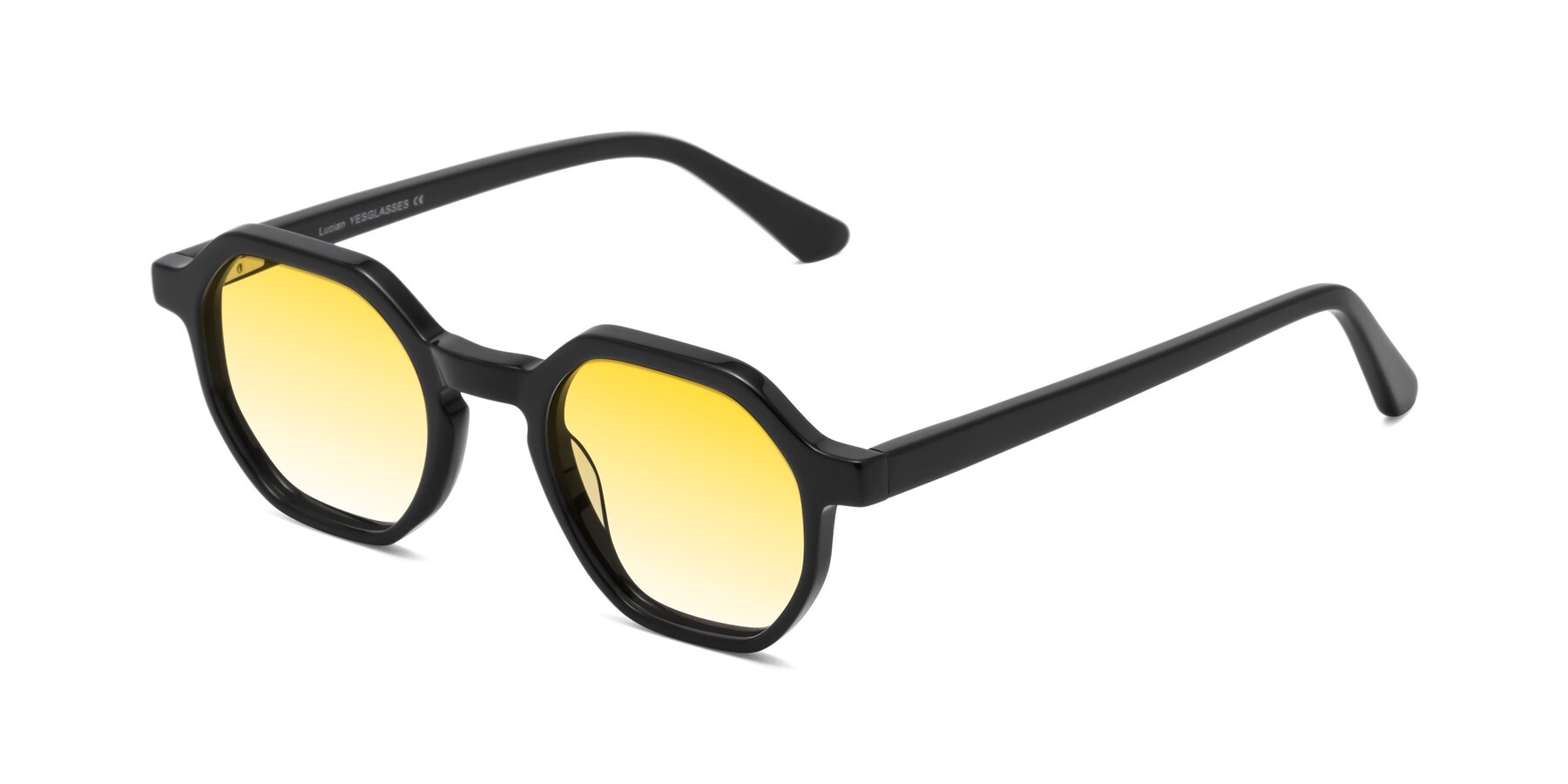 Angle of Lucian in Black with Yellow Gradient Lenses