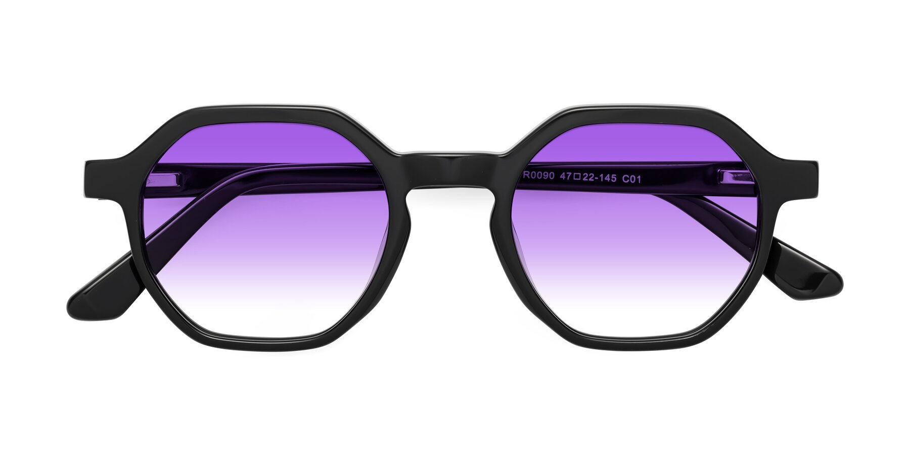 Folded Front of Lucian in Black with Purple Gradient Lenses